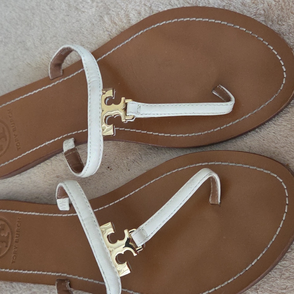 Tory Burch White and Brown Sandals - Picture 2 of 7
